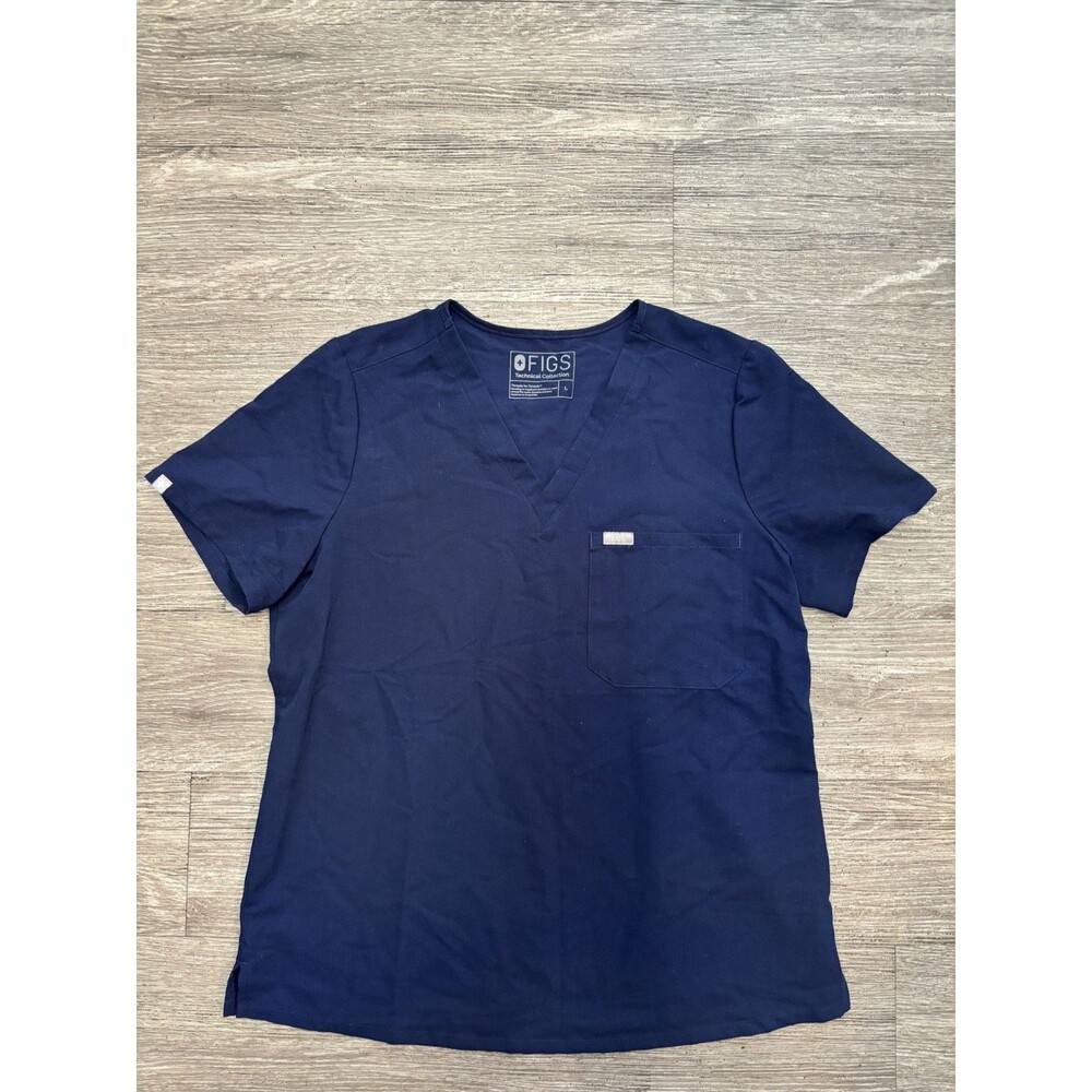 FIGS Catarina One-Pocket Scrub Top In Navy Blue Featuring A V-neck Size Large